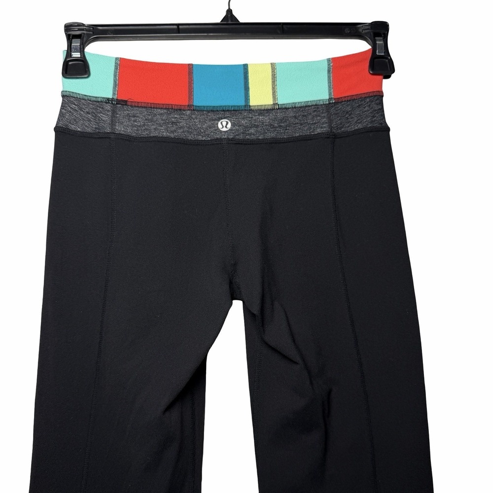 Lululemon Womens Groove Flare Yoga Reversible Pants 4 Black Colorblock Waist Y2K - Picture 9 of 16